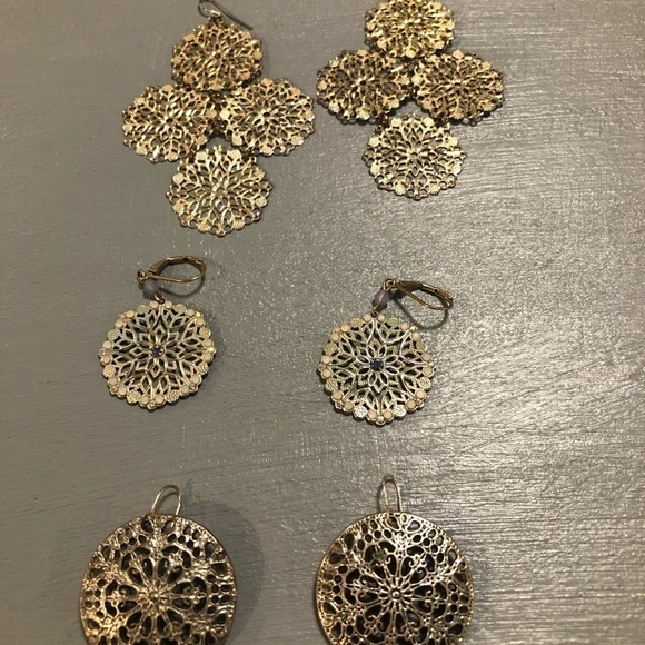 Earrings 3 pairs total  gold color - Picture 1 of 15